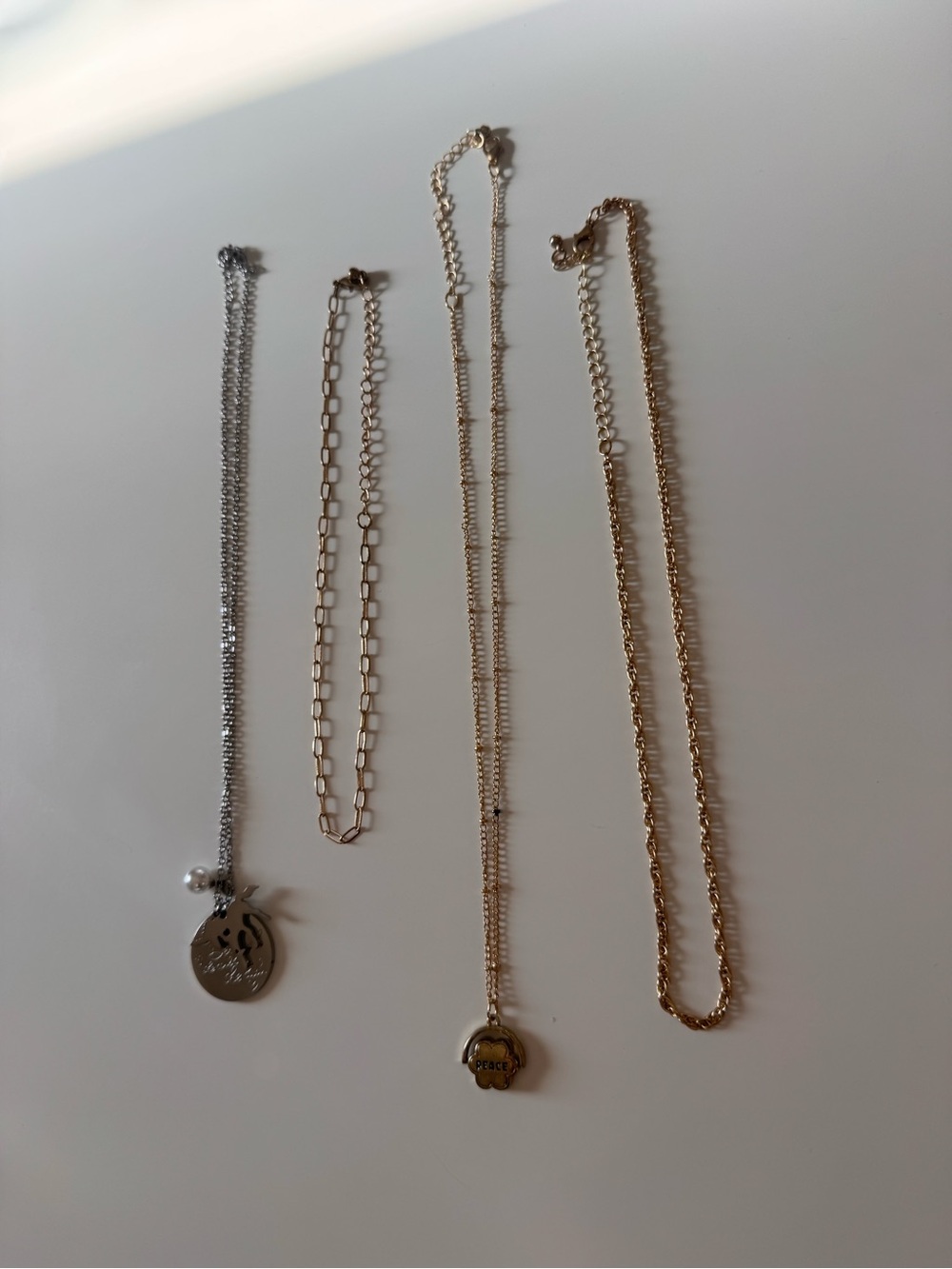 Mixed Metal Necklace Lot with Yellow Flower Charm